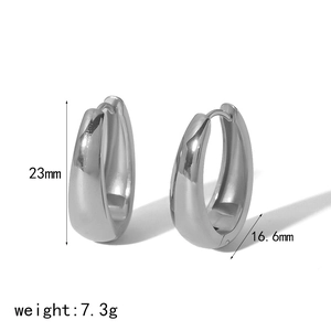 Polished silver U-shaped hoop earrings 23mm size dimensions with 7.3g weight detail