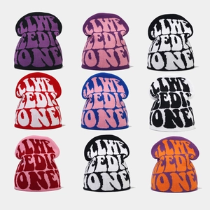 Beanie Hat Acrylic Knitted Jacquard Letter Warm Winter Streetwear Hip Hop Slouchy Skull Cap For Men Women