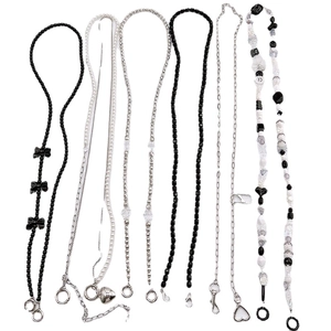 Selection of stylish beaded phone crossbody chains with acrylic pearls and charms