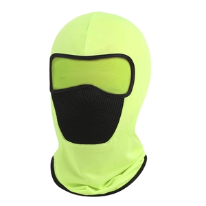 Breathable fluorescent green cycling balaclava with mesh filter for outdoor sports