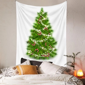 Arazzo con albero di Natale per decorazione murale della camera da letto in stile accogliente