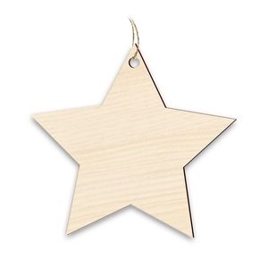 Étoile de Noël en bois naturel avec corde de chanvre pour décoration de sapin