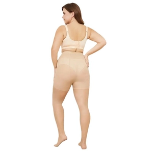 Nude plus size seamless shapewear set with high-waist tummy control thigh slim shorts