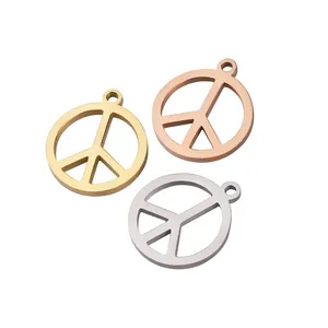Breloques Signe De Paix En Acier Inoxydable 304 Miroir Poli Pendentifs Symbole Rond Pour La Création De Bijoux DIY