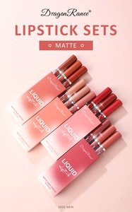 Dettaglio del set di 3 rossetti liquidi opachi in varie tonalità nude e rosse
