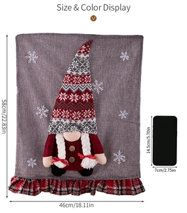 Size display of 58x46cm Gnome Christmas chair covers with red plaid details