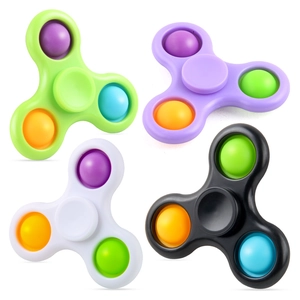 Three-arm fidget spinner pop toy set in multiple colors with silicone sensory bubbles