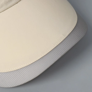 Close-up of dual-material quick-dry baseball cap with fine mesh and neat curved stitching