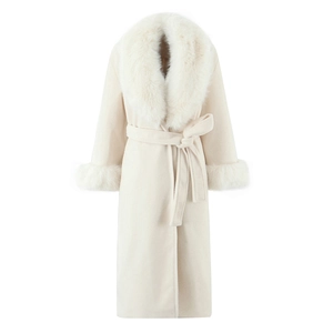 Cappotto Lungo In Lana Da Donna Con Collo E Polsini In Ecopelliccia Vita Sottile Con Cintura Elegante Soprabito Invernale