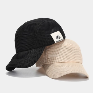 Cappellini da baseball in rete traspirante nero e beige con patch outdoor travel
