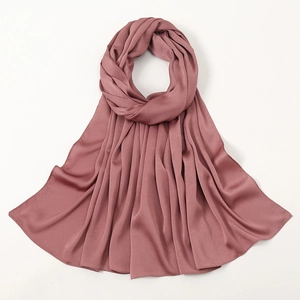 Elegant rose pink faux silk hijab scarf featuring a textured bubble satin finish for women