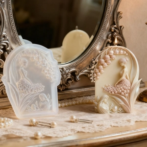 3D-Engel-Mädchen und Maiglöckchen-Relief-Silikonform für handgefertigte Kerzen