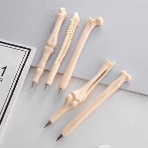 Creative human bone-shaped ballpoint pens set with five unique skeletal designs
