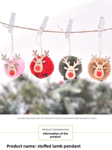 Decoration pendante de noel en peluche de renne pompon mignon pour fete sapin