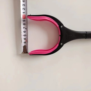 Foldable aluminum alloy litter picker with non-slip pink rubber pads and 10cm wide opening