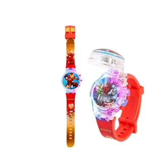 Luminous Avengers kids digital watch with Iron Man graphic and LED light-up flip cover