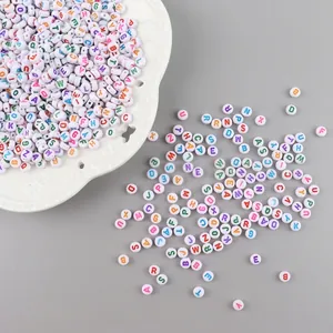 Acrylic Alphabet Letter Beads Round Flat Colorful Uppercase For DIY Jewelry Making Bracelet Necklace Crafting