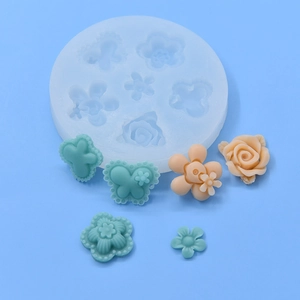 6-cavity flower and butterfly silicone mold for creative DIY cake and resin crafts
