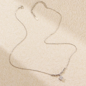 Detailed view of S925 sterling silver necklace featuring a brilliant round zircon pendant