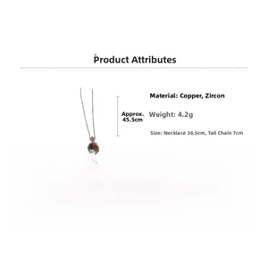 Detail view of 14k gold plated rose pendant necklace with dimensions and weight info