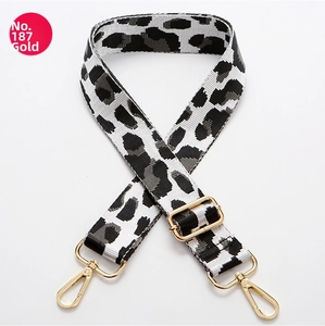 Adjustable leopard print bag strap with high-quality gold hardware and swivel hooks