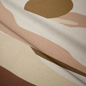 Close-up of soft microfiber tapestry fabric featuring minimalist geometric abstract patterns