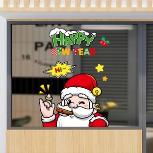 Cartoon Santa Claus Christmas window static stickers for festive holiday glass decor