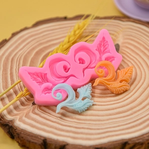 Baroque scroll leaf silicone mold for fondant cake borders and clay DIY crafts
