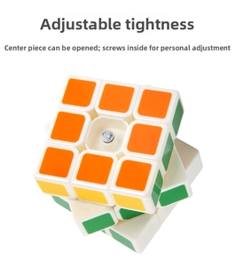 Macro view of adjustable screw mechanism inside white base 3x3 speed cube