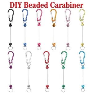 Metal DIY Beaded Carabiner Keychain D-Shaped Hook For Bag Charm Jewelry Making Colorful Accessory Novelty Gifts