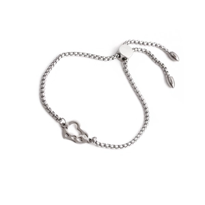 Bracelet ajustable en maille vénitienne d'acier inoxydable avec pendentif cœur ajouré argent