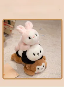 Detail of plush animal toys featuring panda and bunny with fragrance function