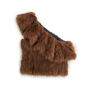 Damen Einseitige Kunstpelz Top Ärmellos Flauschig Kurz Braun Streetwear Sexy Plüsch Weste