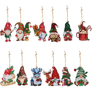 12-piece Nordic gnome wooden Christmas tree ornaments for festive indoor DIY home decoration