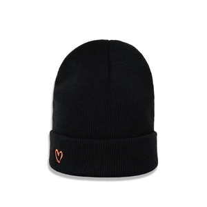 Heart Embroidered Knitted Beanie Hat Warm Acrylic Cuffed Winter Skull Cap For Men Women Fashion Minimalist