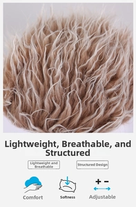 Macro detail of breathable brown curly wig texture with soft and adjustable structure
