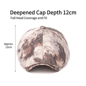 Vintage flat cap for men and women with marble texture and 12cm deep fit crown