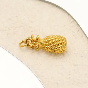 Pendentif ananas doré en acier inoxydable plaqué or 18K pour la création de bijoux