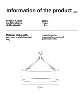 Detailed specifications of the cream mesh drying basket with a 40cm wide steel frame