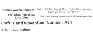 Detailed size and material specifications for 23cm handmade braided rope pendants
