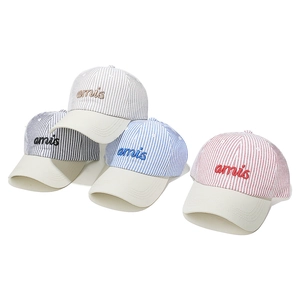 Striped baseball caps with amis embroidery in black, blue, red and grey styles