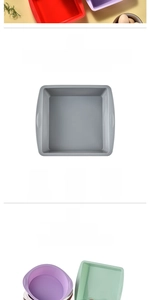 Square and round silicone baking molds with side handles and -40°C to +230°C temperature range