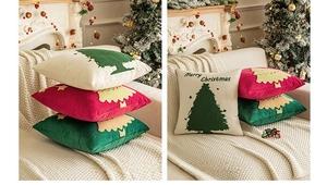 Détail de housses de coussin de Noël en velours avec broderie de sapin 3D de qualité