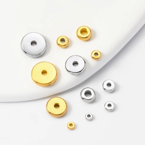 Assorted gold and silver stainless steel flat spacer beads for DIY jewelry making