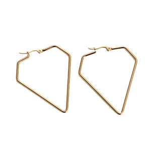 Minimalist gold geometric titanium steel hoop earrings with irregular diamond silhouette