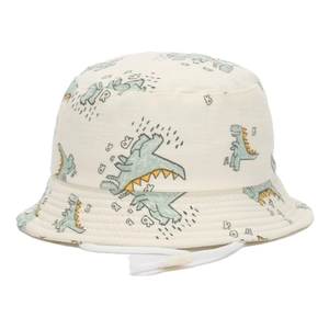 Chapeau bob enfant en coton avec motif dinosaure et cordon de serrage réglable coupe-vent