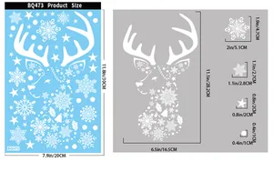 Guide des tailles détaillé pour stickers de fenêtre de Noël renne et flocons