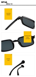 Detail of square sunglasses with comfortable nose pads and curved temples design
