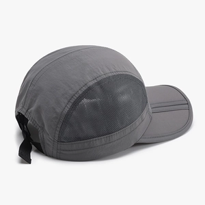 Grey quick-dry mesh baseball cap with foldable brim and adjustable back strap