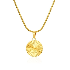 Fashion 18K gold plated stainless steel snake chain with radial heart pendant